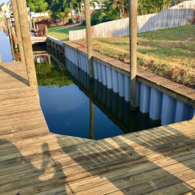 Custom Boat Dock with Seawall and Deck