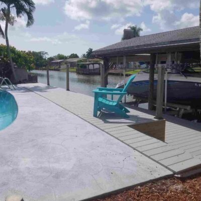 Custom Composite Deck with Seawall and Boathouse